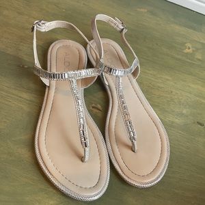 Aldo Silver Jewel Flats